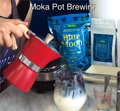 Raming Blue Moon - Blue Thai tea, traditional Thai tea mix, loose leaf Assam & Butterfly pea flower, all natural, no dye, Makes Thai iced tea, milk boba tea - Original Thailand , 250g (8.8 oz)