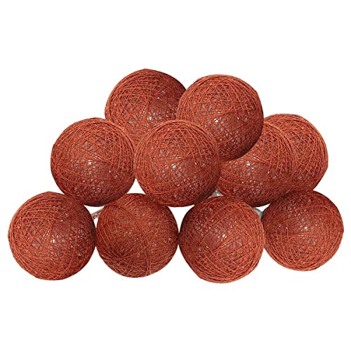 Guirlande LED à pile - 10 boules - coton et cuivre - rose terracotta - D6 cm - Atmosphera créateur d'intérieur