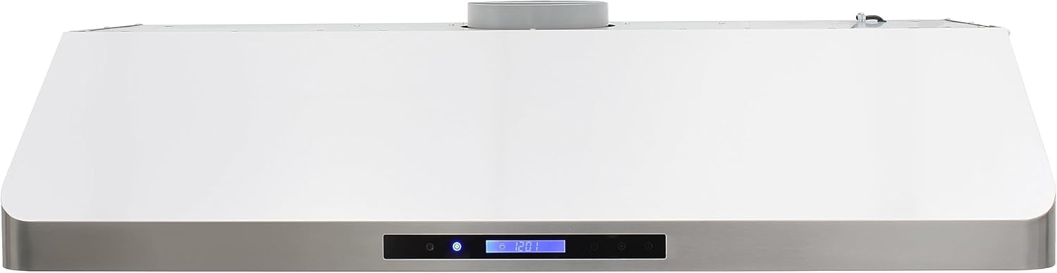 Range Hood Under Cabinet Installation with Exhaust Duct, Touchscreen LED Lights 4-Speed Fan with Remote Control and Dishwasher Safe Filter, 48-Inch, Metallic