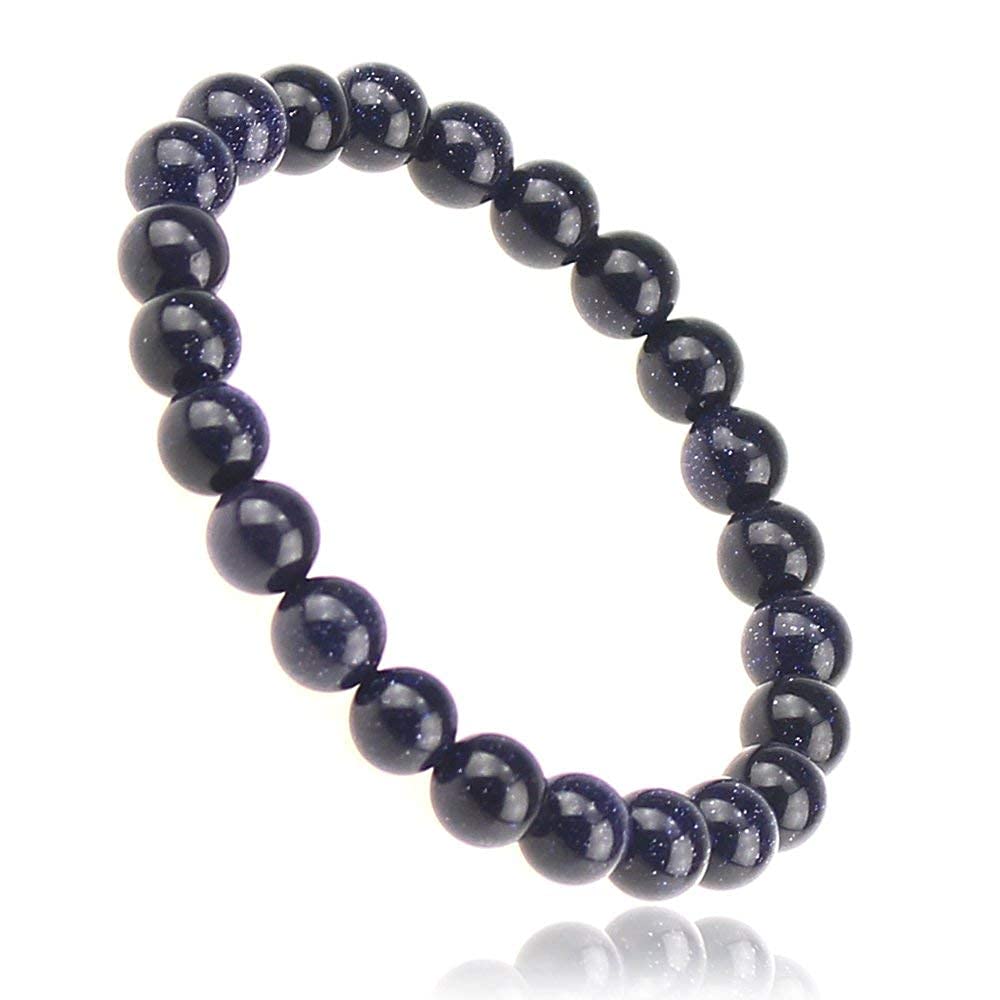 Clearain Natural Gemstones Bracelet 8mm Chakra Round Beads Energy Power Crystal Reiki Healing Elastic Stretch 7 Inch for Women Men Unisex