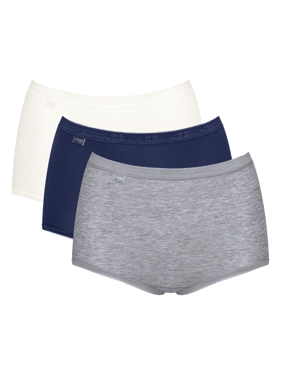 Sloggi Basic+ Maxi Briefs 3 Pack Blue Cotton/Elastane Size 14