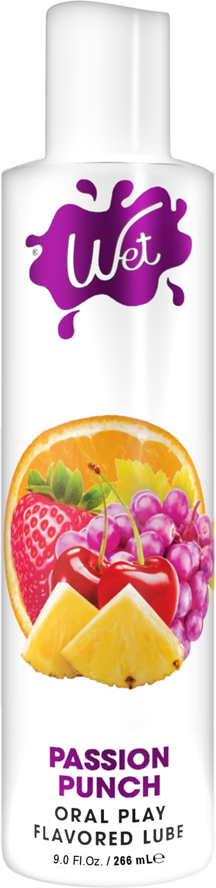 Wet Passion Punch Premium Flavored Edible Lube for Men, Women and Couples | Long-Lasting, Condom Safe, Sugar Free, 9 fl oz