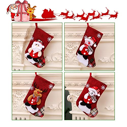 4 Piezas Calcetines Navidad Chimenea, Calcetín Navideño, Calcetín Navidad Nombre, Calcetín Navidad Personalizado, Para Colgar Accesorios de Decoración del árbol de Navidad (16 x 13 x 22 cm)