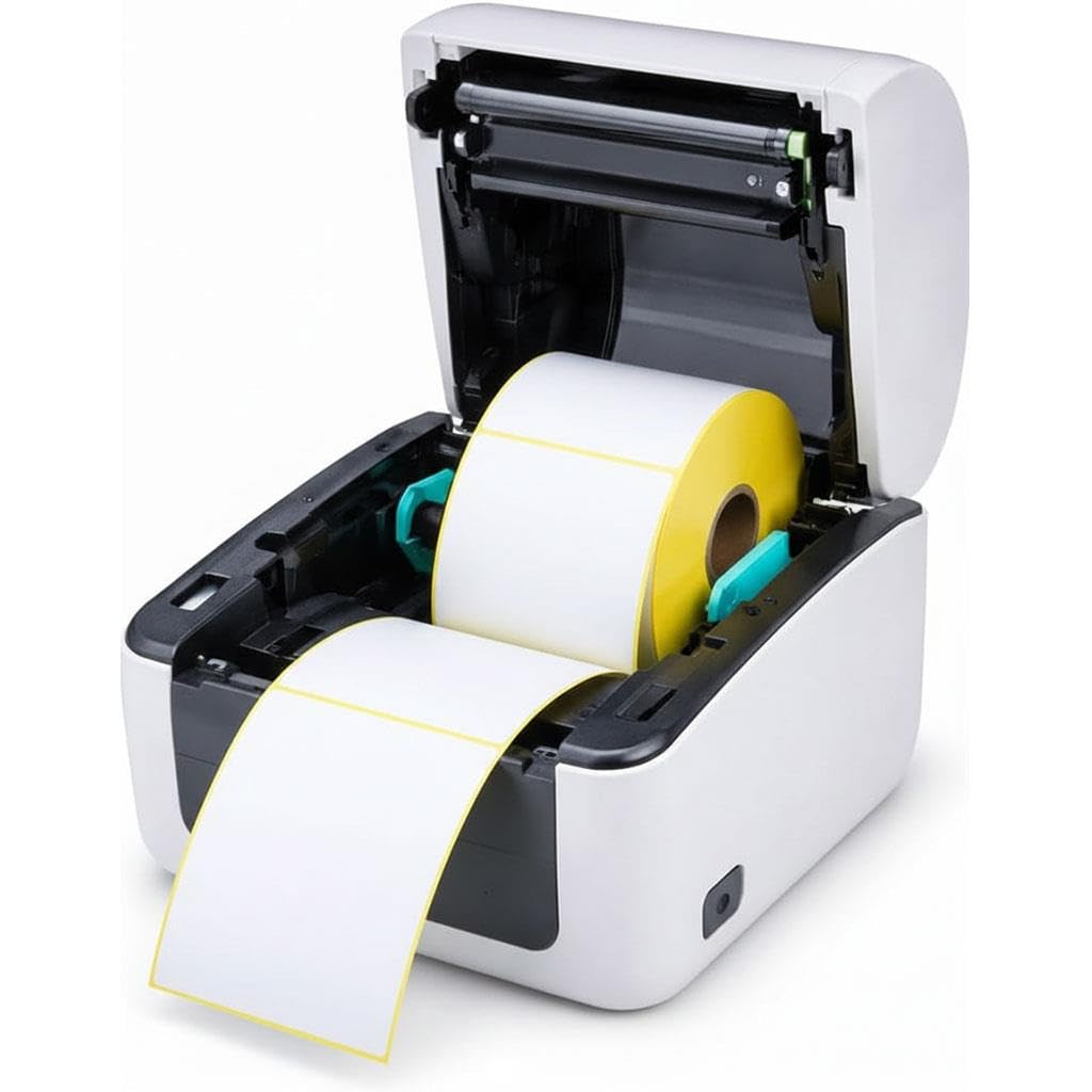 A2Z Etichette termiche per indirizzi 4x6, 1000 etichette, 4 rotoli di vinile bianco, autoadesive, compatibili con stampanti termiche dirette Zebra Dymo Rollo per pacchi
