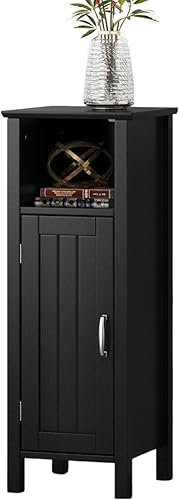 Miniatura 10 de LDAILY LUARANE - Armario de almacenamiento de madera para baño, organizador de almacenamiento lateral con estante abierto de 1 puerta, estantes