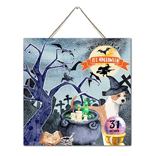 Placa de madera para decoración de Halloween rústica NABRAND 3