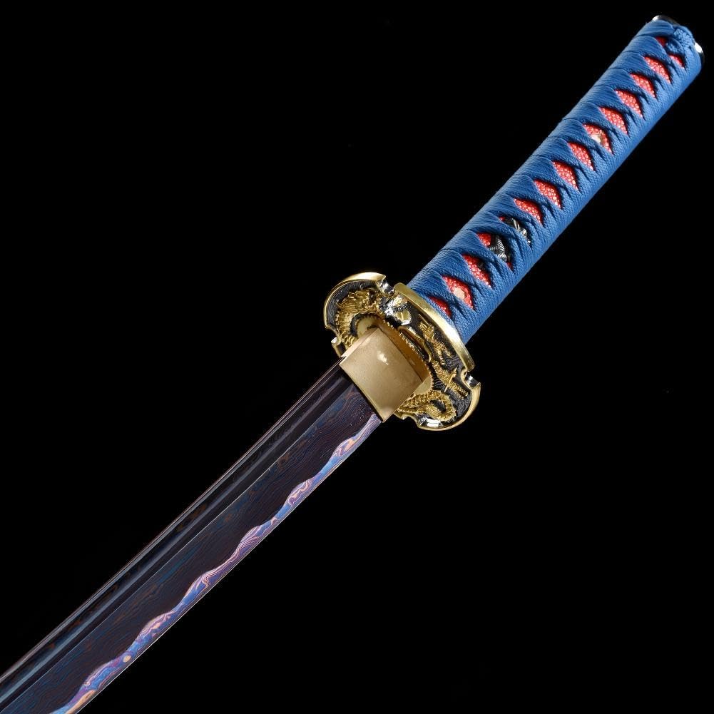YONG XIN SWORD-Samurai Katana Sword, Japanese Handmade, Practical, Damascus/1060/1095 Carbon Steel, Tempered/Clay Tempered, Full Tang, Sharp, Scabbard