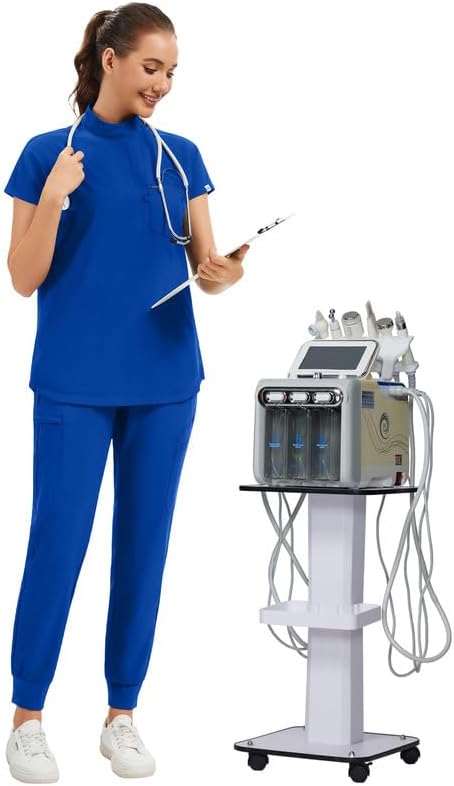 Kitmaz Women's Scrub Set - Convertible Mandarin/V-Neck Top & Jogger Pants, 9 Pockets, Wrinkle & Splash Proof - Image 6