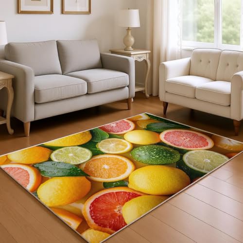 Tapis de chambre doux citron orange antidérapant pour cocon chaleureux - 4