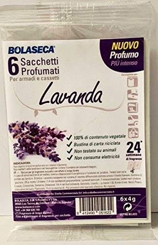 Bolaseca - 6 bolsas perfumadas de lavanda para armarios y cajones