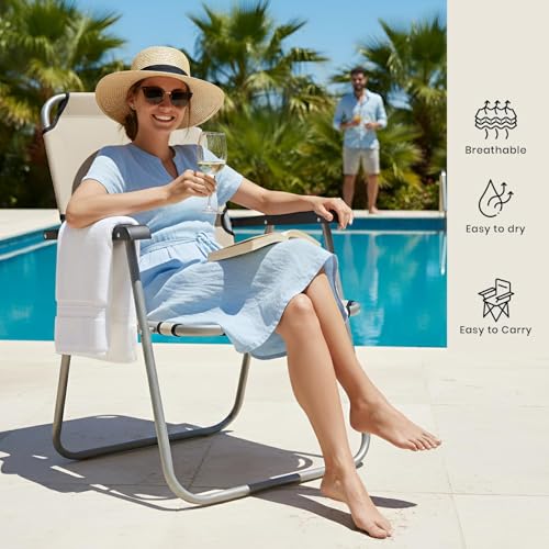 Image of ORILEY Camping Chair Foldable with Arm Rest Portable & Lightweight Folding Fishing Chairs for Outdoor Garden and Beach Picnic Travelling Hiking (Medium,Black)