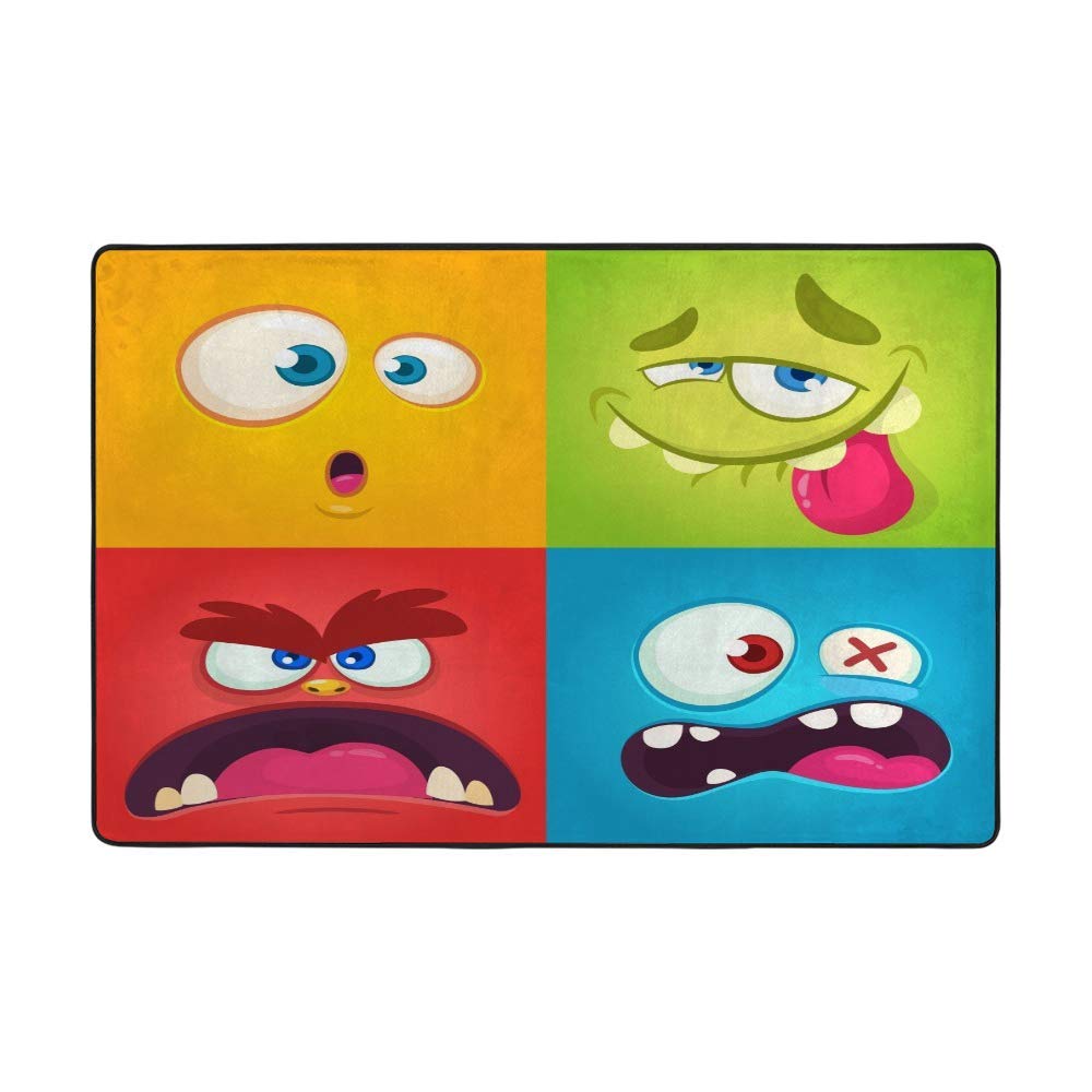 Tapis de sol motif monstre bleu et vert pour chambre d'enfant colorée