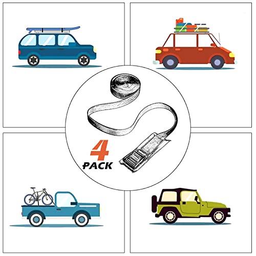 Mayehay 4 Pack 1" X 13' Lashing Straps With Webbing Pad Tie Down Straps Heavy Duty Cargo Straps Securing Strap For Roof Rack, Kayak, Canoe, Trailer, Motorcycle, Cargo, Truck, Luggage, Boat Tie Downs #TOP4