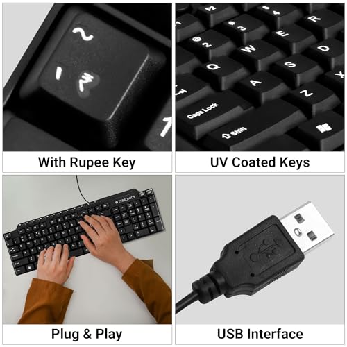 Zebronics ZEB-KM2100 Multimedia USB Keyboard Comes with 114 Keys Including 12 Dedicated Multimedia Keys & with Rupee Key (Image - 6)