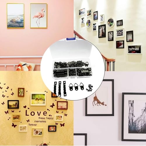 Image of 250 Pcs Picture Hanging Kit,Triangle D- Ring and Sawtooth Hangers Assorted with Screws.Metal Mounts for Hanging Canvas Paintings Photos Frames,Artworks,Crafts