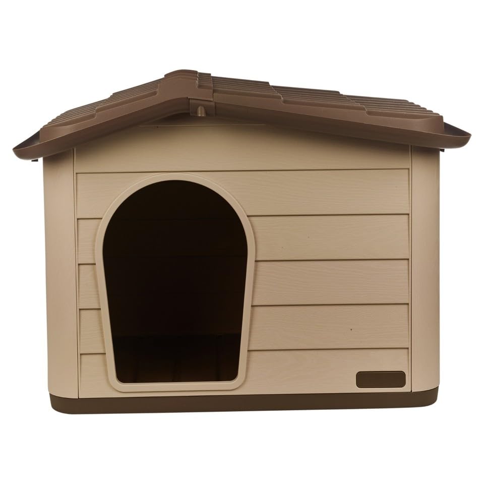 URBNLIVING Plastic Dog House for Small Medium Dogs, Durable Indoor Outdoor Pet Kennel Shelter, Easy Wipe Clean Surface, Air Ventilation Portable, Weather-Resistant, 2 Sizes