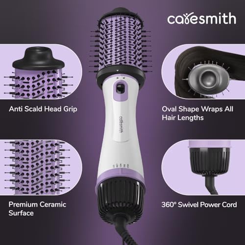 Image of Caresmith Bloom 2 in 1 Hair Volumizer Brush + Hair Dryer | 1200 W Powerful Motor with Ceramic Coated Hair Dryer | All-in-one Hair Dryer and Straightener Combo to Straighten, Dry & Volumize your Hair | Hot Air Hair Dryer for Women