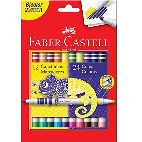 Hidrografica Bicolor 12 Canetas/24 Cores, Faber-Castell, 15.0612N, Mista