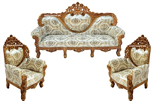 Image of Luxury Wooden Teakwwood Five Seater Sofa Set for Living Room (Honey Brown) Solid Wood Outdoor Chair 5 Seater Sofa | (16)