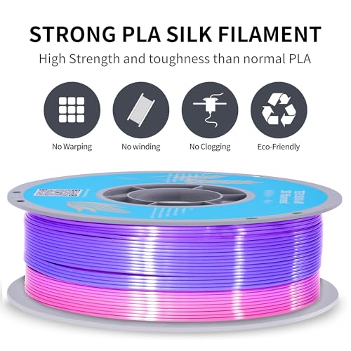 Image of TECSONAR Silk Rainbow PLA 3D Printer Filament, 1KG Spool(2.2lbs) 1.75mm PLA Fast Color Change 3D Printing Material, Multicolor Gradient Filament for Most FDM 3D Printers,Green Yellow Purple