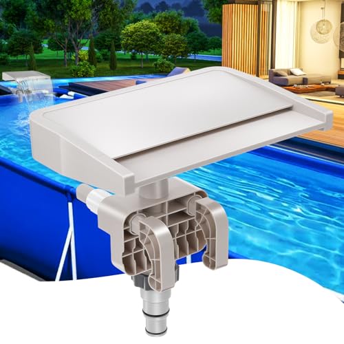 Poolbrunnen Wasserfall Pool-Wasserfall mit beruhigendem weißem Rauschen Glatt fließender Pool Wasserfall für oberirdische Pools Wasserfall-Überlauf Entspannende (grau)