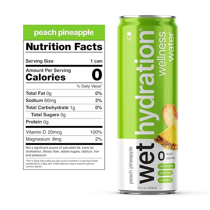Image of Wet Hydration, Zero Calorie, Functional Wellness Water - 4 Flavors Variety Pack (12 Ounce Cans, Pack of 12) - Flavored Water, Hydration Drink, No Sugar, No Artificial Ingredients, Zero Calories (Packaging May Vary)
