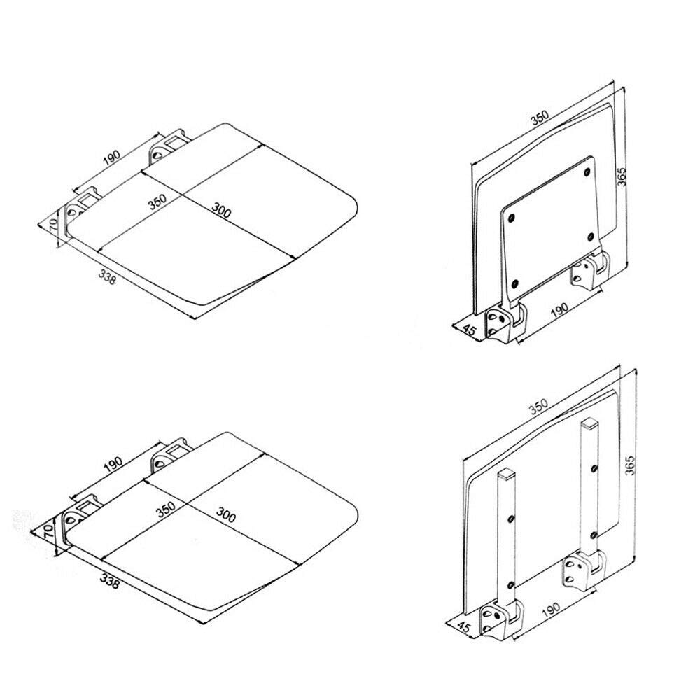 Asiento de ducha plegable montado en la pared, silla de ducha negra, asiento de ducha plegable para colgar en la pared, silla plegable más gruesa y antideslizante