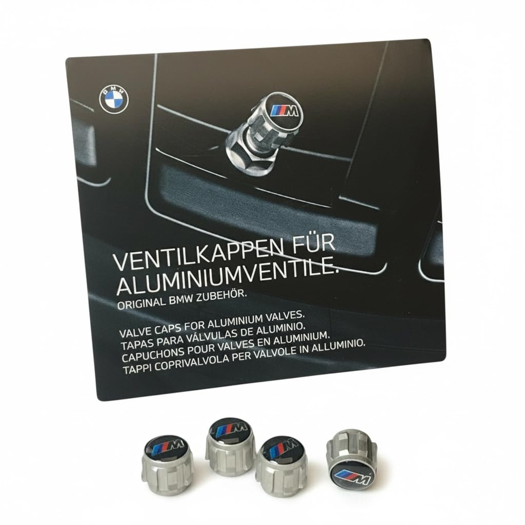 BMW Original Juego de Tapones de Válvula con Logotipo M Performance, Acabado en Cromo, Set de 4 Piezas