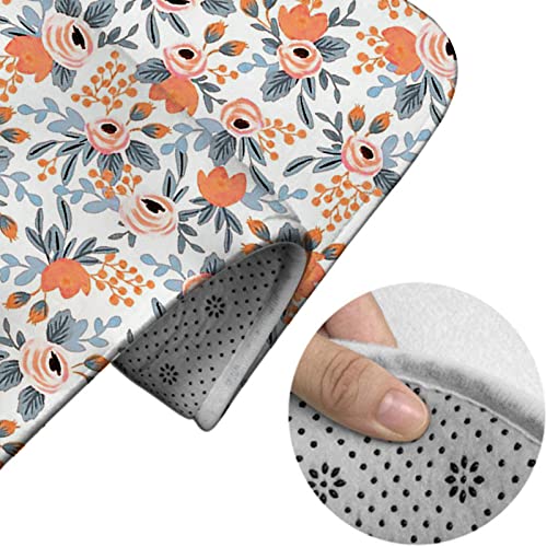 Badezimmerteppich-Set, 3-teilig, Florale Blumen, waschbare Badeteppiche, rutschfest, mit Rückenpolster, Konturteppich und Toilettendeckelbezug – Bild 5