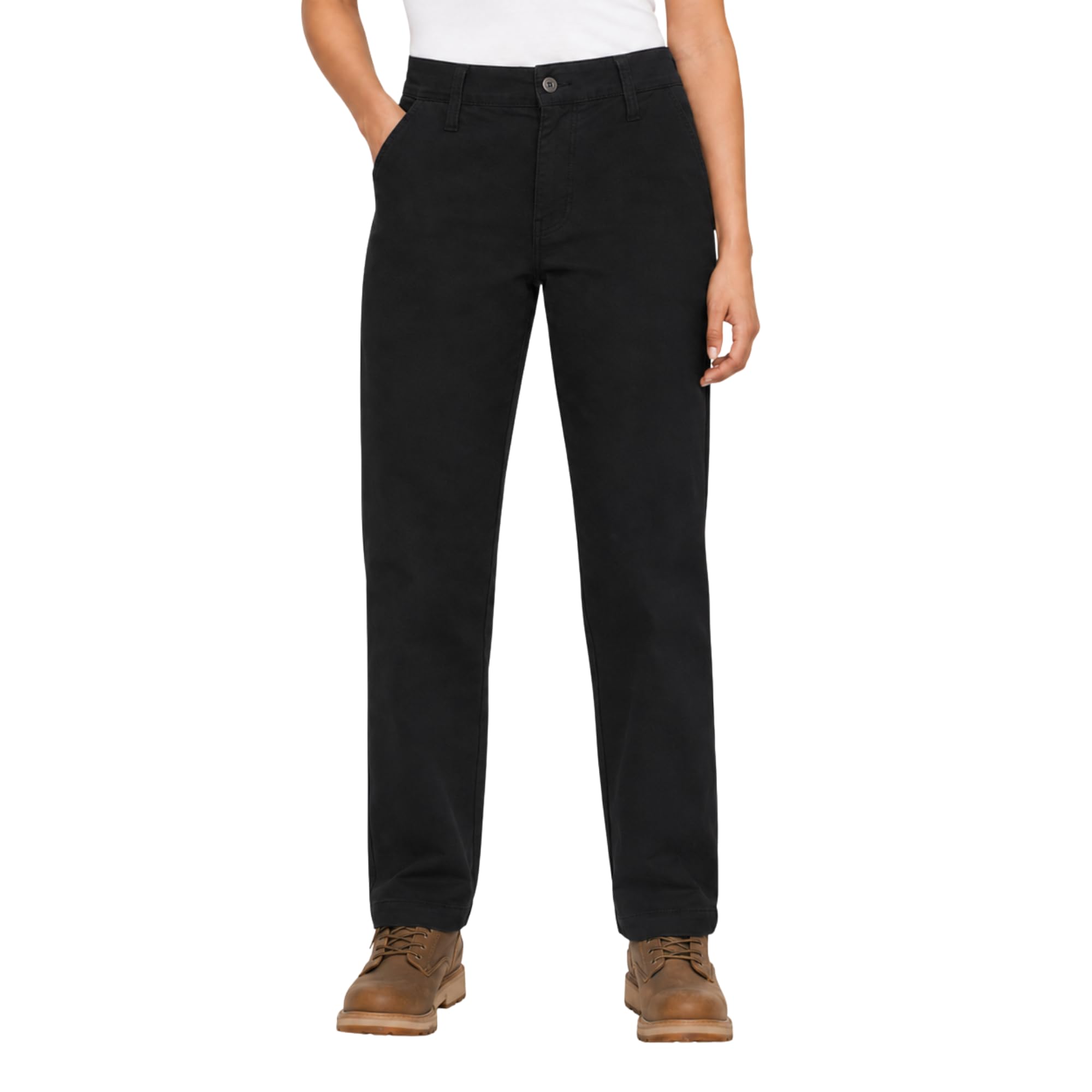 Dickies Women's Rinsed Black Duck Carpenter Pant Slim Straight, 27
