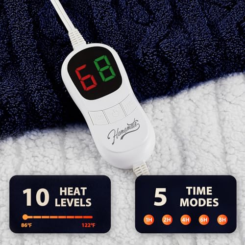 Image of Homemate Electric Heated Blanket Full - 72 inchx84 inch Heating Bed Blankets Throw with 10 Heating Levels 8 Hours Auto Off Fast Heating Over-Heated Protection Ultra Soft Warm Flannel ETL Certified
