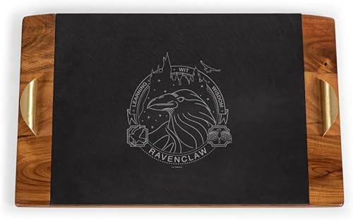 Toscana Harry Potter Ravenclaw Covina - Bandeja para servir acacia y pizarra, juego de tablas de embutidos (madera de acacia y negro pizarra con