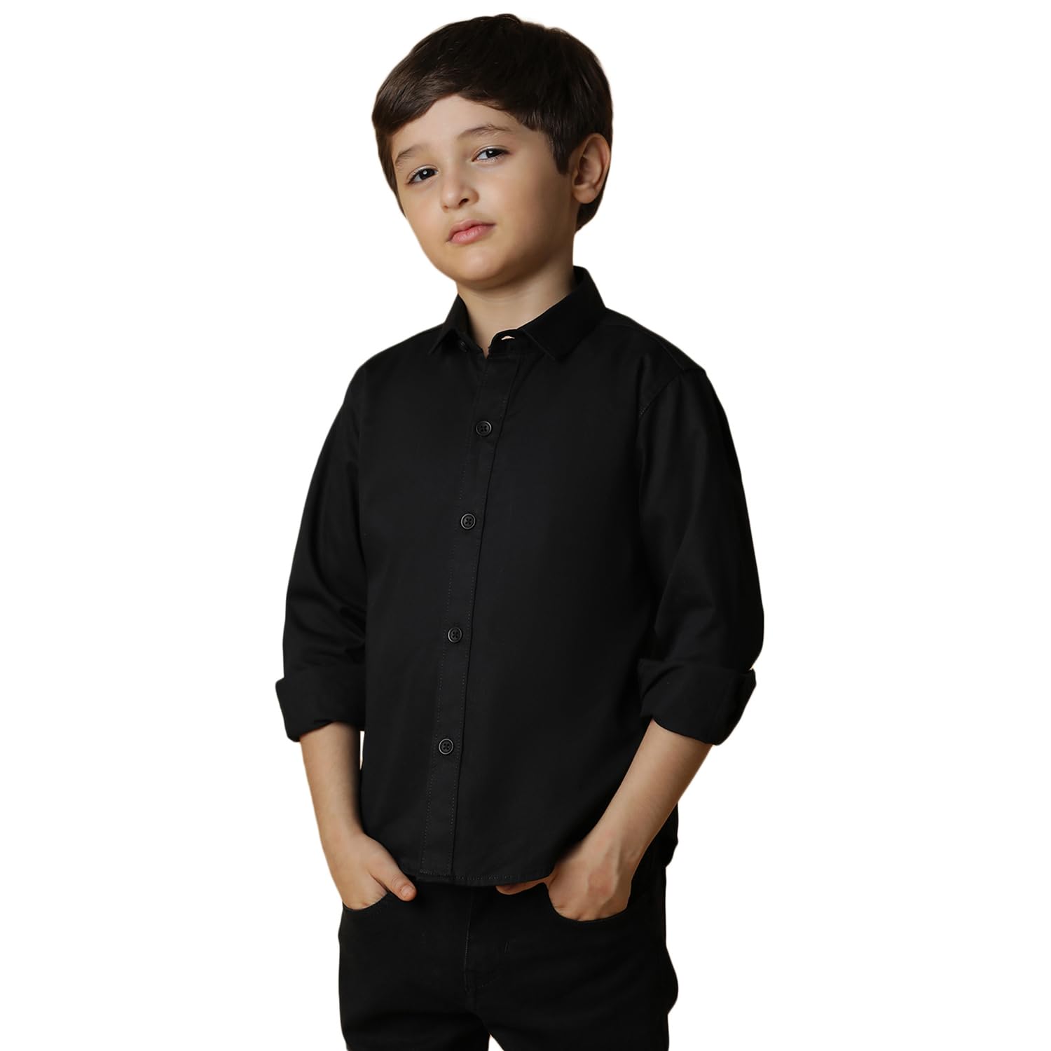 tales & stories Boy's Solid Cotton Regular Fit Shirt-C100802-picture-10