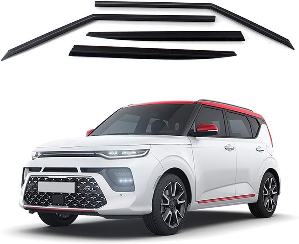 Safe Smoke Window Visor Sun Rain Vent Guard 4 Pcs Set for KIA Soul 2019~ (Soul Booster) Out Channel Visor