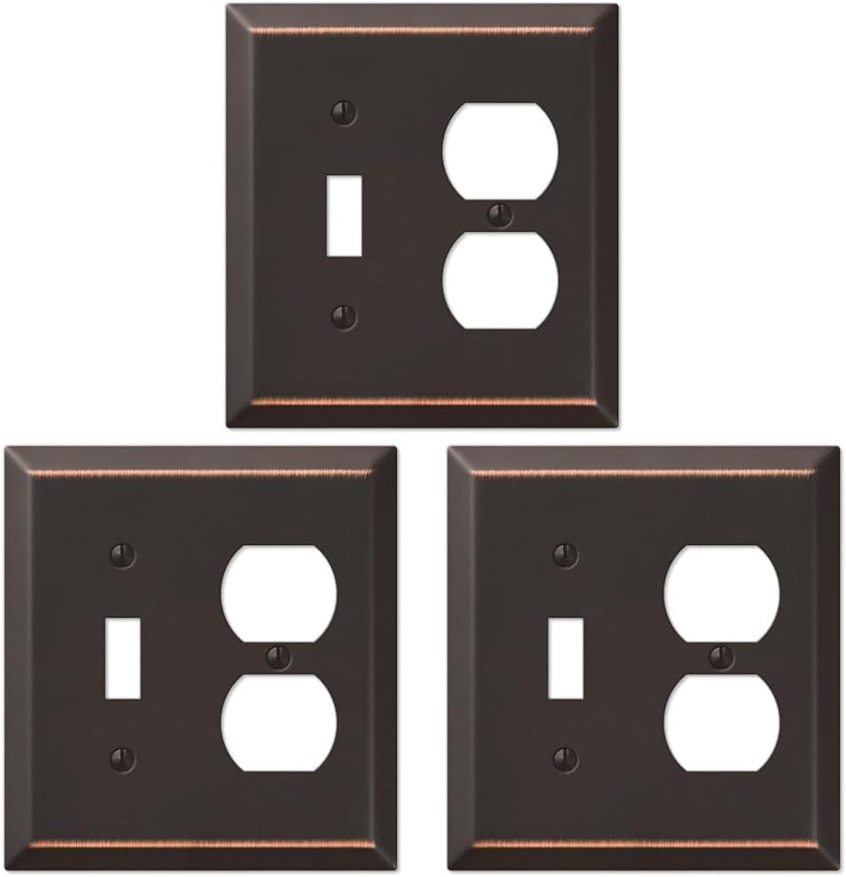 Amerelle Century Wallplate 1 Toggle/1 Duplex, Aged Bronze