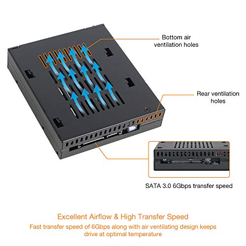 Icy Dock flexiDOCK MB521SP-B Rack Design estrae Hot Swap Diretto, Docking Station Interna, per 1 SSD o SATA/SAS HDD da 2,5" Senza Vassoio per Disco Rigido in Un alloggiamento da 3,5"