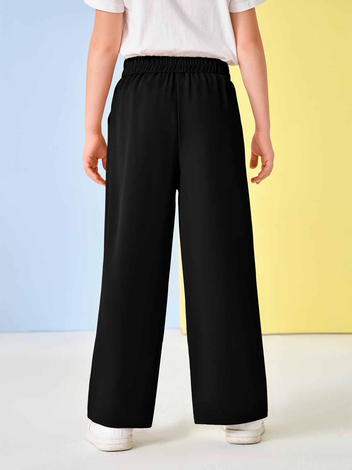 Pantalones de uniforme escolar de cintura alta y pierna ancha para niñas de 5 a 14 años