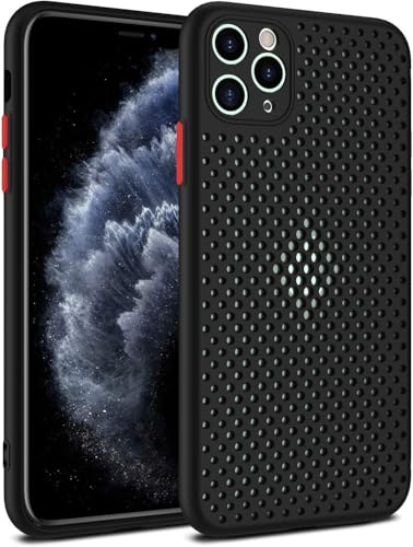 Image of Heat Dissipation Cover for iPhone, Ultra Slim Breathable Hollow Design, Full Camera Lens Protection Shockproof TPU Cooling Case (Black,iPhone 16 Pro Max)