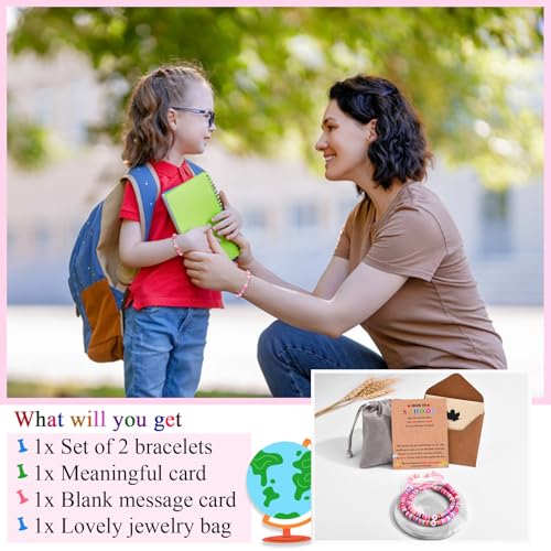 Image of Back to School /First Day of School Bracelet Gifts, First Day of Kindergarten Preschool First /Second Grade Bracelet Gifts, Colorful Adjustable Rope Bracelet for Girls