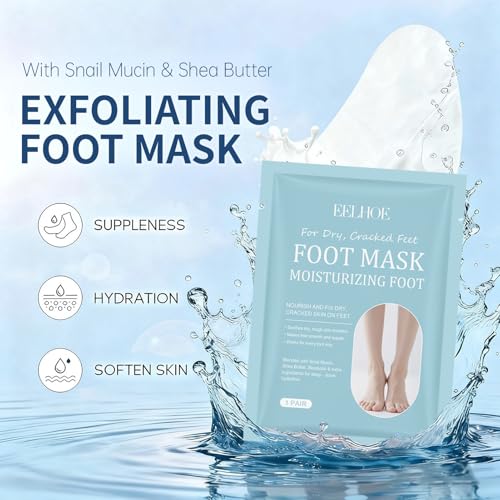 5 Pares Calcetines Exfoliantes para Pies,Mascarilla Pies Peeling,Máscara para pelar los pies,Mascarilla Pies Secos y Agrietados,con Pedicura Herramientas - imagen 5
