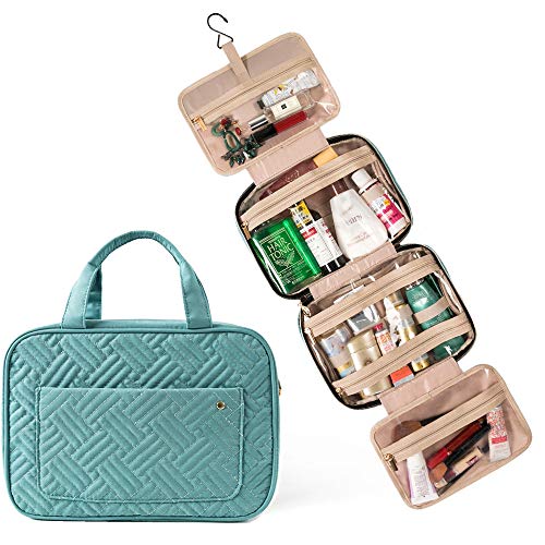 Toiletry Bag Travel Bag with Hanging Hook - Water Resistant Makeup Cosmetic Bag Travel Organizer for Shampoo Accessories Full Sized Container Toiletries (teal)