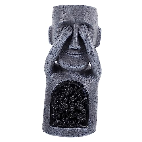 FUNOMOCYA Adornos De Hombre De Piedra Estatua Gigante Creativa De Resina Figura Artesanal Decoración De Resina para Escritorio Estatuas Isla De Pascua