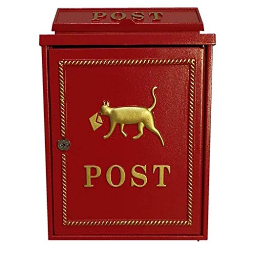 Preisvergleich Produktbild Metall-Briefkasten, Abschließbarer Wandbriefkasten, Europäischer Retro-Briefkasten, Wetterfester Außenbriefkasten Mit Schloss, Rot