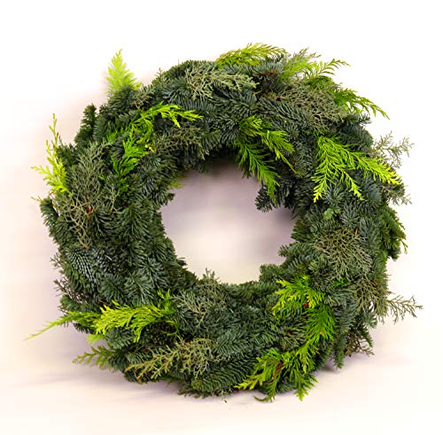 Adventskranz frisch Ø 35 cm Zweige Mix halbrund gebunden echte Tannen...