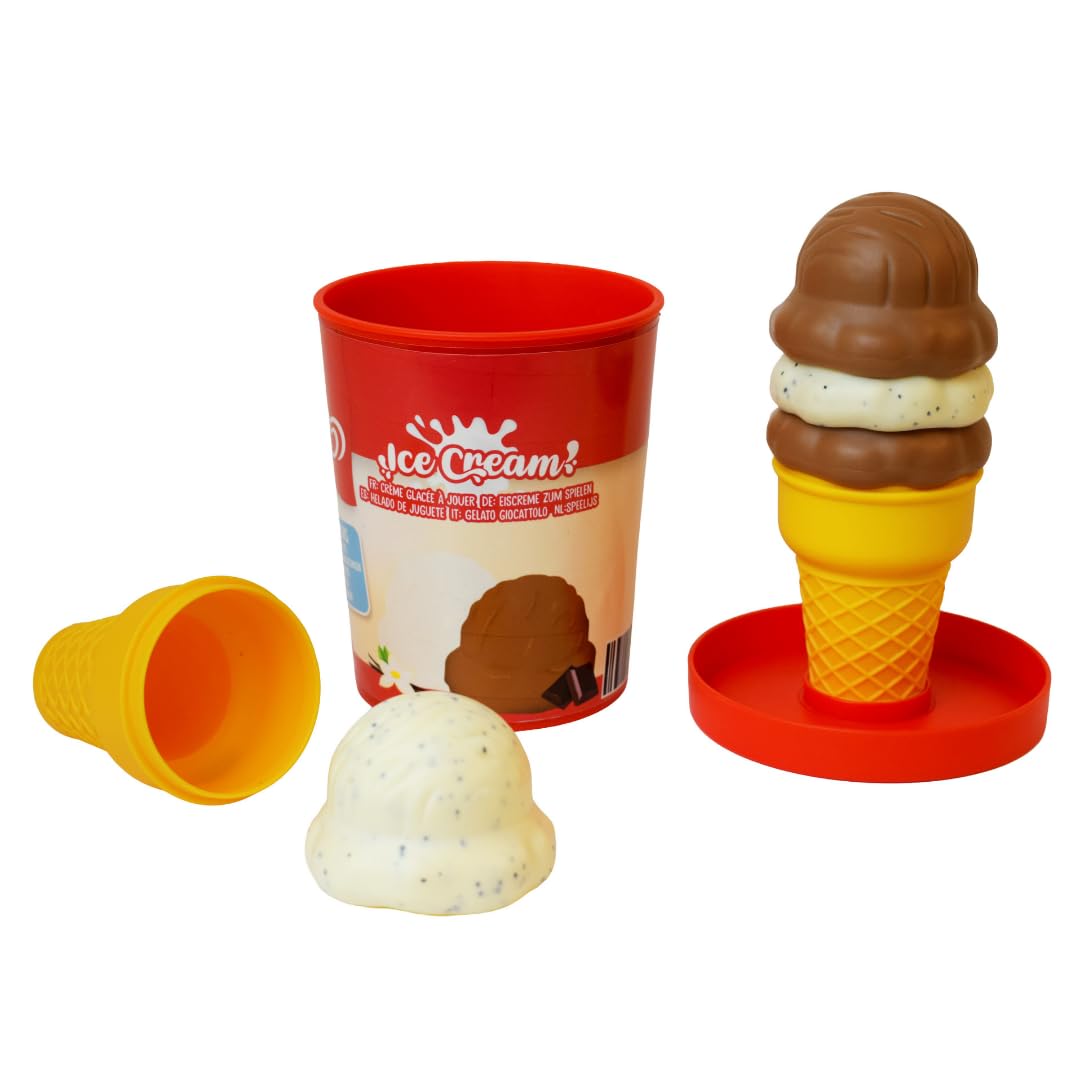 Casdon Official Walls Ice Cream Tub Toy – Vanilla & Chocolate - Scoop and Serve Pretend Play Set for Children Aged 2+