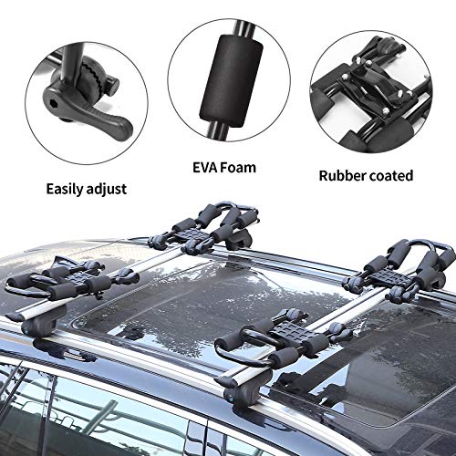 XCAR Folding Kayak Rack 4pcs/Set Black Rooftop Cargo Carrier for SUP,Canoe,Kayak,Surf Board Top Mount Car SUV Crossbar - Thumbnail 3