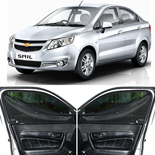 Image of Able Dotnet Car Magnetic Sun Shade Curtains 4 Door with Zipper for Chevrolet SAIL Set of 4 Pcs