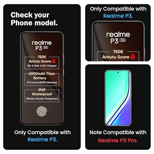 Image of ArmourPro Military Grade Gorilla Tempered Glass Compatible For Realme P3 (6.67 Inch) With Easy Installation Kit for Smartphone| Edge To Edge Coverage | Black, Pack of 2