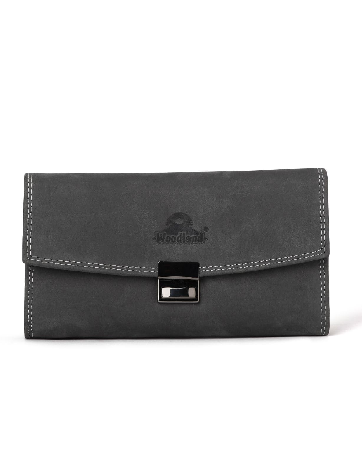 Woodland® Portefeuille de serveur avec fond renforcé dans le grand compartiment pour pièces de monnaie en cuir de buffle souple et naturel, anthracite, L x H x T (cm) = 18.5 x 9.5 x 4.5, Porte-monnaie