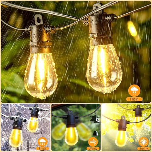 PBGMRT Outdoor Festoon Lights Mains Powered - 100ft/30m Outside String Lights 30+2 S14 LED Dimmable Bulbs with Remote, IP65 Waterproof for Patio Gazebo Pergola Garden Backyard 4 PBGMRT Outdoor Festoon Lights Mains Powered - 100ft/30m Outside String Lights 30+2 S14 LED Dimmable Bulbs with Remote, IP65 Waterproof for Patio Gazebo Pergola Garden Backyard - Image 4